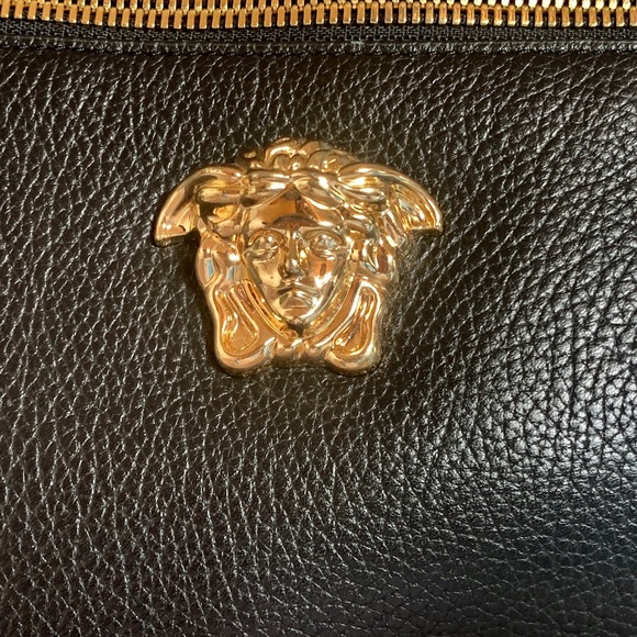 Black Versace Medusa Pebbled Leather Clutch - Picture 2 of 8